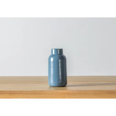 Perch and Parrow Ronald Slim Metal Vase in Blue