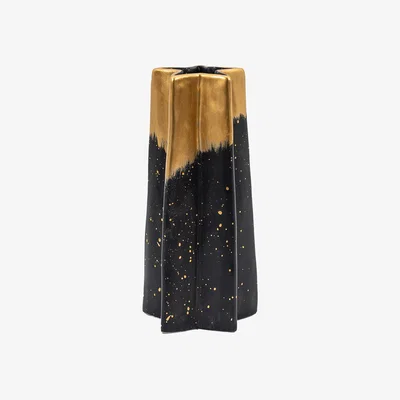 Perch and Parrow Vega Star Vase in Black and Gold, Small