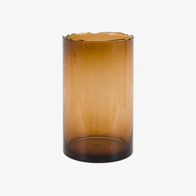 Perch and Parrow Avella Edged Cut Glass Vase in Brown, Large