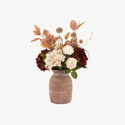 Perch and Parrow Faux Rustic Hydrangea Arrangement in Vase