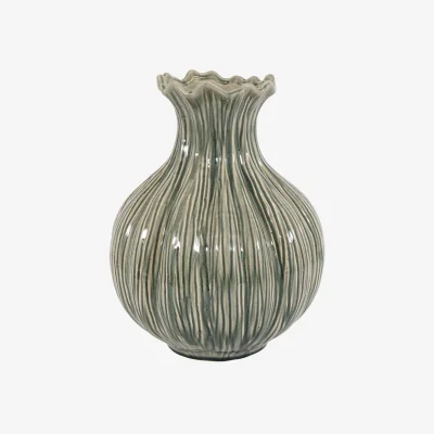 Perch and Parrow Juniper Organic Glazed Ceramic Vase in Green