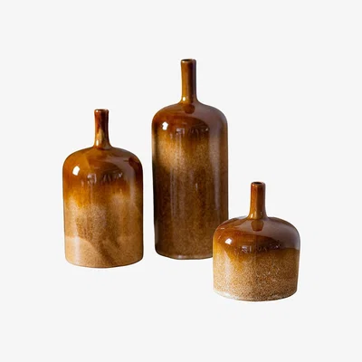 Perch and Parrow Orion Vases in Brown, Set of Three
