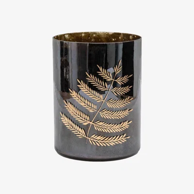 Perch and Parrow Gilded Leaf Vase