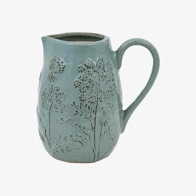 Perch and Parrow Springdale Embossed Ceramic Jug in Duck Egg