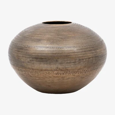 Perch and Parrow Apollo Aluminium Wide Vase in Antique Brass