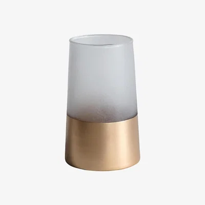 Perch and Parrow Chaim Frosted Glass and Gold Vase