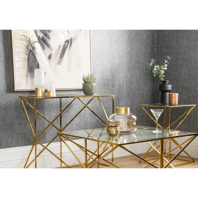 Perch and Parrow Chaim Small Frosted Glass and Gold Vase