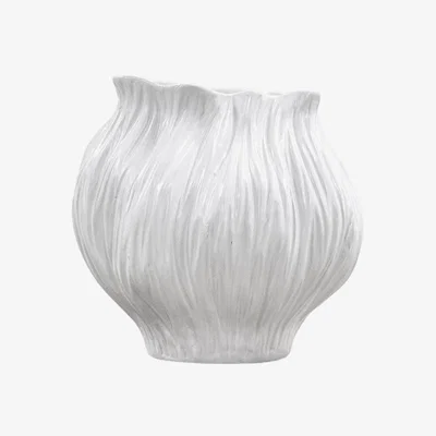 Perch and Parrow Flow Vase in White Medium