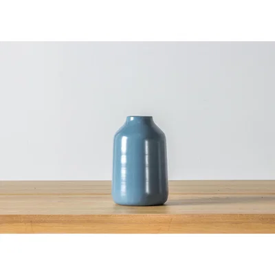 Perch and Parrow Ronald Metal Vase in Blue, Small