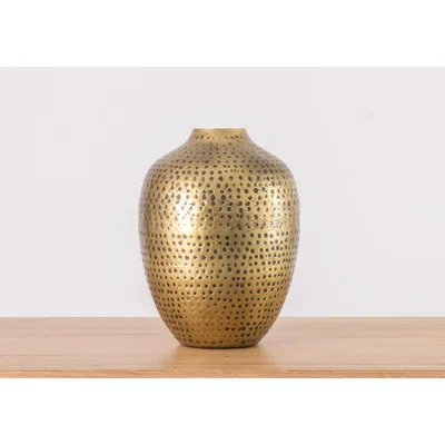Perch and Parrow Melina Hammered Finish Brass Vase