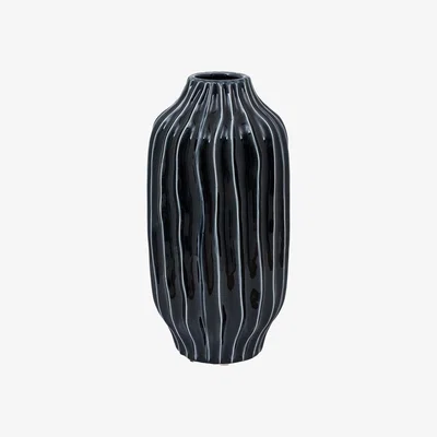 Perch and Parrow Bela Ribbed Vase in Midnight, Large