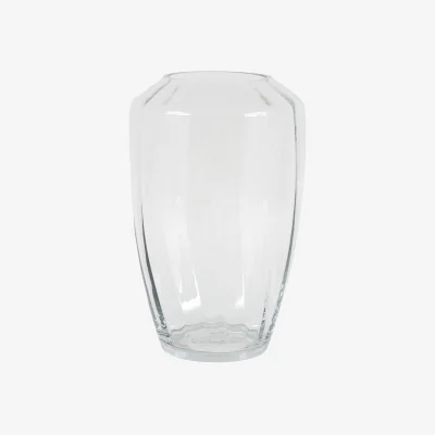 Perch and Parrow Avelie Glass Ribbed Vase in Clear