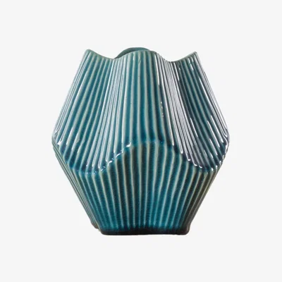 Perch and Parrow Cathcart Textured Blue Vase