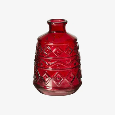 The Range Small Aztec Pattern Vase Glass Vase H11 cm - Red