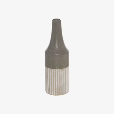 The Range Contemporary Decor Mason Collection Ceramic Convex Vase - Grey