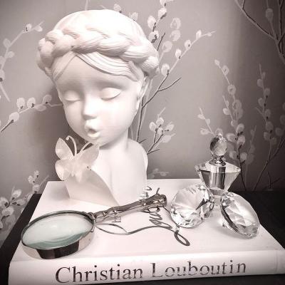 The Range Butterfly Girl Head Statue  - White