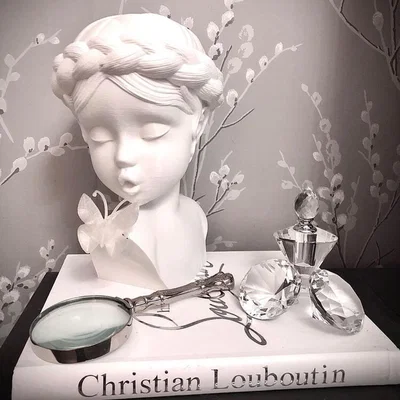 The Range Butterfly Girl Head Statue  - White