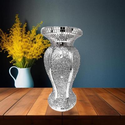 The Range Silver  White Vase Shinning Sparkle Ornament Crushed Diamond - Silver
