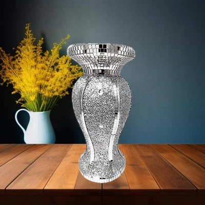 The Range Silver  White Vase Shinning Sparkle Ornament Crushed Diamond - Silver
