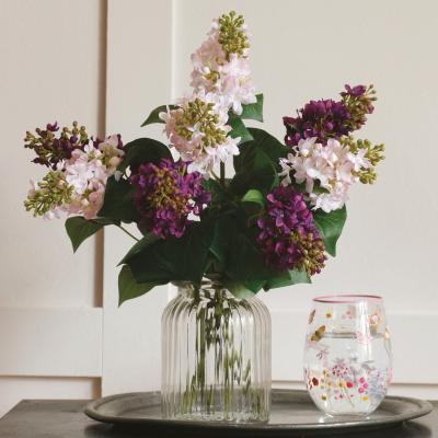 The Range Ribbed Glass Flower Vase  H15 x 12cm Diameter - Clear