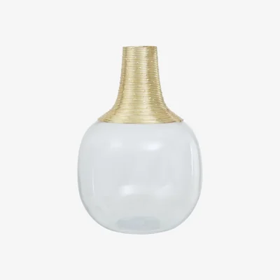 The Range Haldis Large Blush Pink and Gold Ceramic Vase - Iron 25%,Glass 75%
