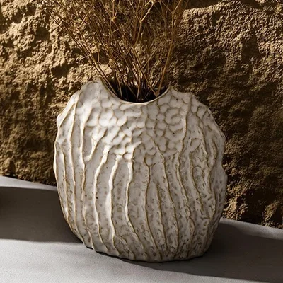 The Range Small Bottle Organic Ceramic Glaze Flower Vase - White / 16.5cm