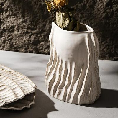 The Range Small Retro Textured Ceramic Vase - White
