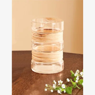 The Range Gaia Small Glass Vase in Metallic Antique Finish - Glass 90%,Cane 10%