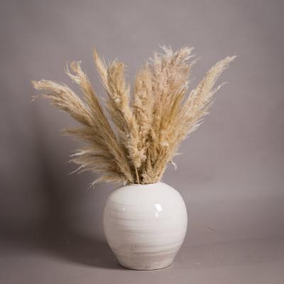 The Range Garda Glazed Large Regola Round Vase For Floral Arrangements - White