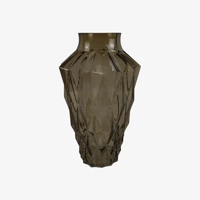 The Range Brown Geometric Glass Vase - Brown Geometric