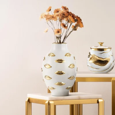 The Range Handmade Lips Design Ceramic Vase - White