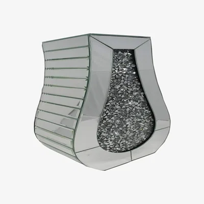 The Range Silver Vase Crushed Mirrored Flower Pot Floating Shape - Silver