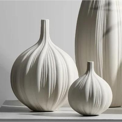 The Range Porcelain Vase with Minimalist Twisted Desig - White