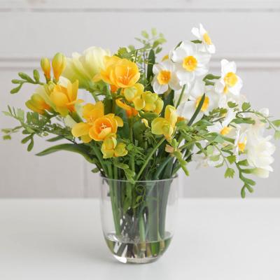 The Range Artificial Joy of Spring Flower Arrangement in Glass Vase - Yellow, White