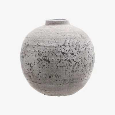 The Range Wyld Haus Sunvale Weathered Stoneware Round Ceramic Vase 280mm - Stone