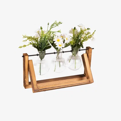The Range Bulb Vases with Wooden Stand  - Wood