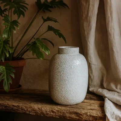 The Range Moss Dimple Medium Ceramic Vase - White