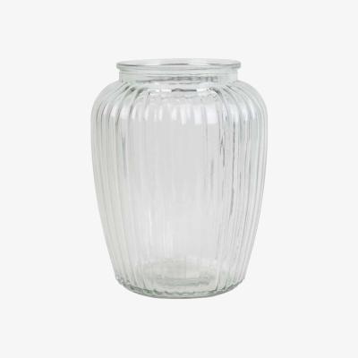The Range Ribbed Glass Jar Vase 20cm - Clear