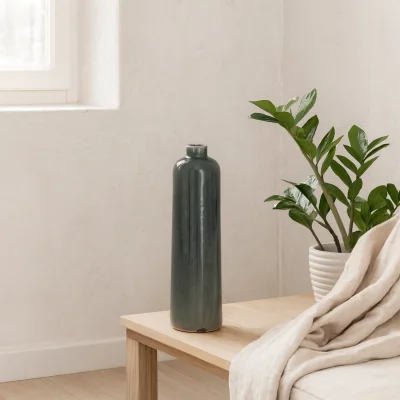 The Range Bloomwood Crackle Glazed Tall Ceramic Vase - Grey