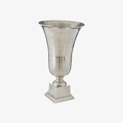The Range Chima Large Grey Ribbed Glass Vase - Aluminium. 100%