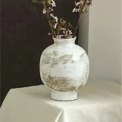 The Range Handmade Round Ceramic Flower Vase - Grey