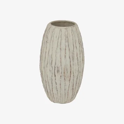 The Range Hill Interiors Lorenzo Fin Vase - White/Grey Wash