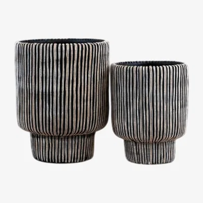 The Range Yana Striped Vase Set - Black