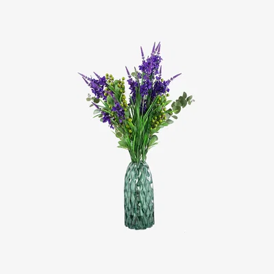 The Range Purple Larkspur and Berries Glass Vase - Purple Larkspur Berries Glass Vase