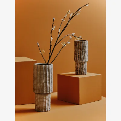 The Range Colbie Large Embossed Amber Glass Vase