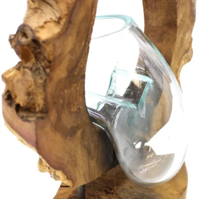 The Range Molton Glass Hanging Art Vase on Wood - Brown