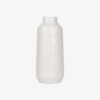 The Range Vanity Living White Carved Ceramic Vase for Home Decor - White / 37cm