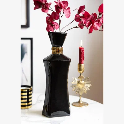 Rockett St George Tall Black Perfume Bottle Vase