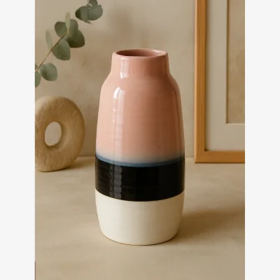The Range Raya Large Rounded Glass Vase - Glaze 10%,Ceramic 90%