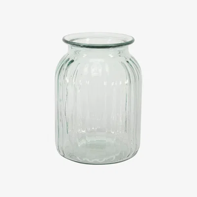 The Range Ribbed Glass Vase H20 cm - Clear